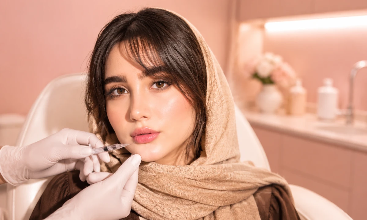 خانمی که تزریق فیلر لب طبیعی انجام داده است