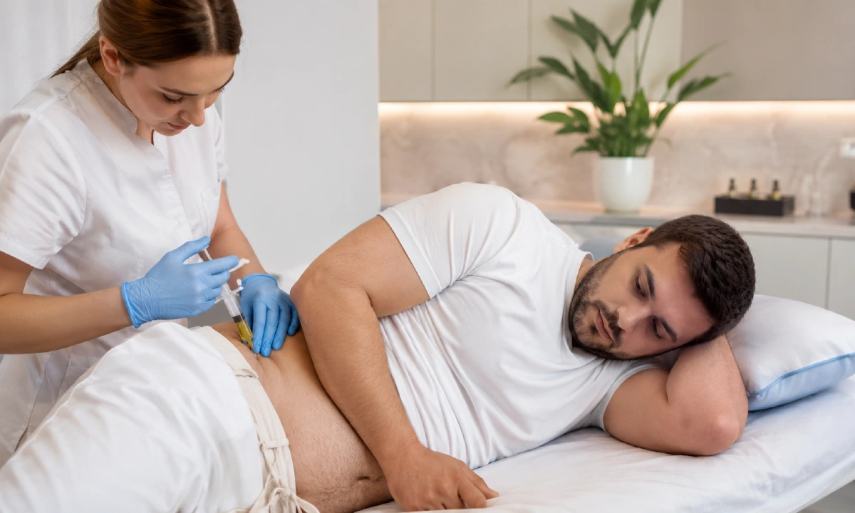 تزریق آمپول لاغری پهلو به کلاینت کلینیک لاغری