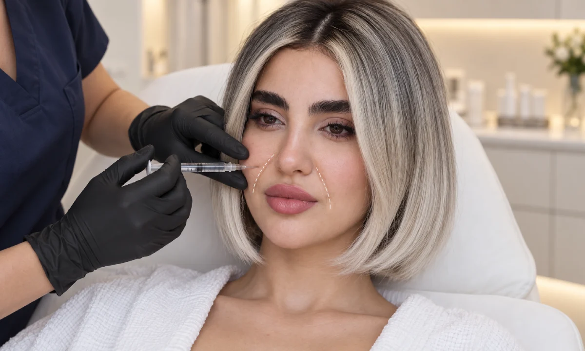 تزریق فیلر خط خنده برای دختر خانم